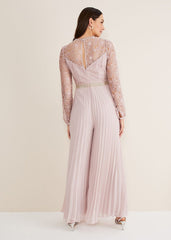 Isla Lace Wide Leg Jumpsuit - Antique Rose