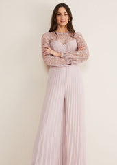 Isla Lace Wide Leg Jumpsuit - Antique Rose