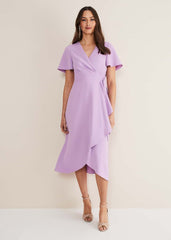Julissa Ruffle Wrap Midi Dress - Crocus