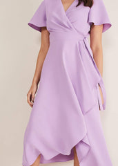 Julissa Ruffle Wrap Midi Dress - Crocus