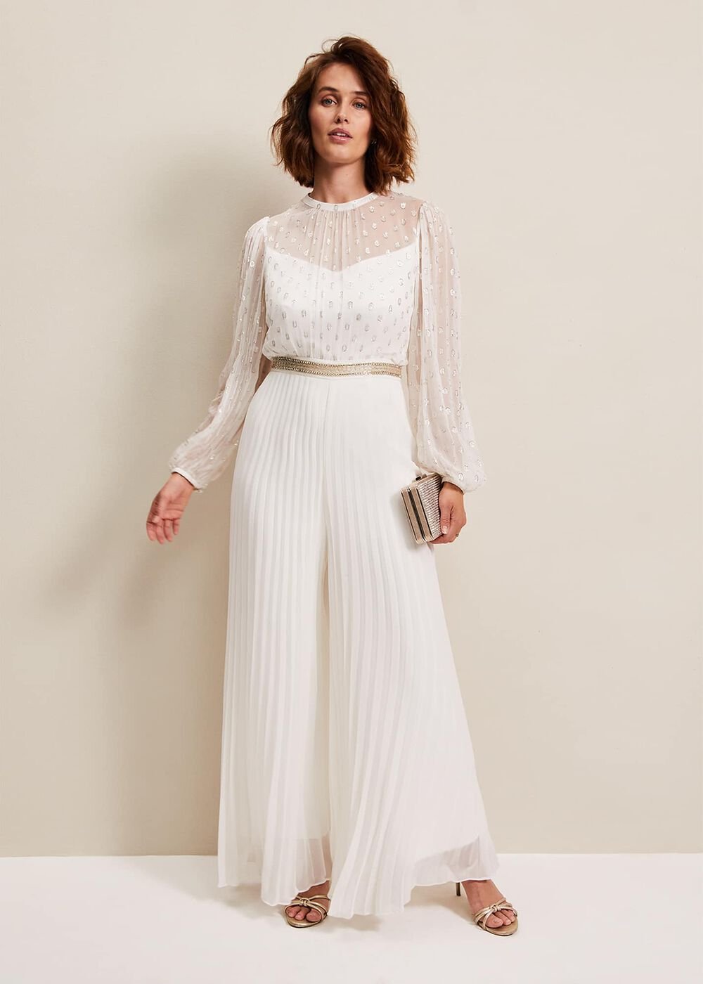 Larissa Pleated Jumpsuit - Ivory