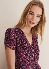 Azalea Ditsy Short Sleeve Midi Dress - Pink/Multi