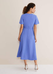 Julissa Ruffle Wrap Midi Dress - Foxglove Blue