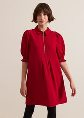 Candice Navy Zip Mini Dress - Red
