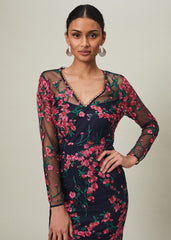 Trisha Embroidered Maxi Dress - Navy/Pink