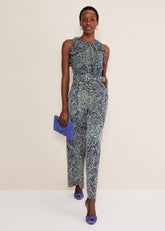 Maggie Ditsy Ruffle Jumpsuit - Navy/Multi