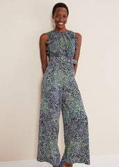 Maggie Ditsy Ruffle Jumpsuit - Navy/Multi