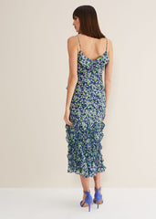 Catira Floral Ruffle Midaxi Dress - Navy/Multi