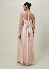 Ashley Embellished Sheer Maxi Dress - Champagne