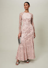 Natalya Sequin Floral Maxi Dress - Pink