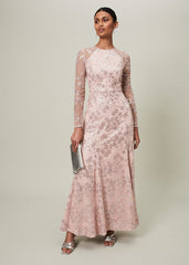 Natalya Sequin Floral Maxi Dress - Pink