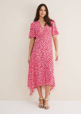 Darcie Heart Midi Dress - Pink/Red