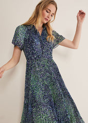 Navy Ditzy Print Wrap Midi Dress - Navy/Multi