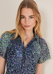 Navy Ditzy Print Wrap Midi Dress - Navy/Multi
