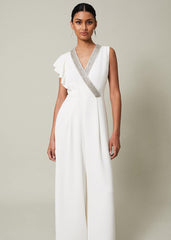 Alexis White Beaded Jumpsuit - White