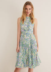 Simara Daisy Pleated Midi Dress - Multi-Coloured