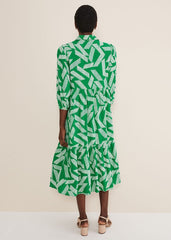 Penele Abstract Midi Dress - Green