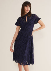 Lulu Lace Midi Dress - Navy