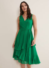 Breesha Green Midaxi Dress - Grass Green