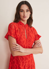 Lulu Lace Midi Dress - Fire