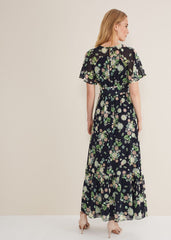 Georgie Floral Tiered Maxi Dress - Navy/Multi