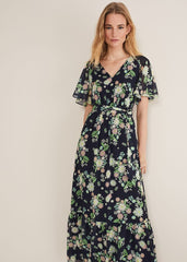 Georgie Floral Tiered Maxi Dress - Navy/Multi