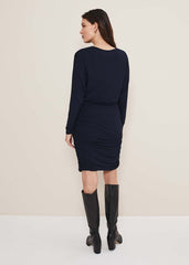 Jules Jersey Belted Batwing Dress - Navy