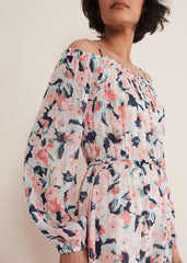 Vicky Off Shoulder Printed Dress - Multi-Coloured
