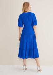 Morven Blue Wrap Midi Dress - Cobalt