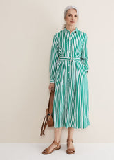 Ida Stripe Shirt Midi Dress - Green