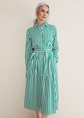 Ida Stripe Shirt Midi Dress - Green