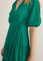 Morven Green Wrap Midi Dress - Bright Green