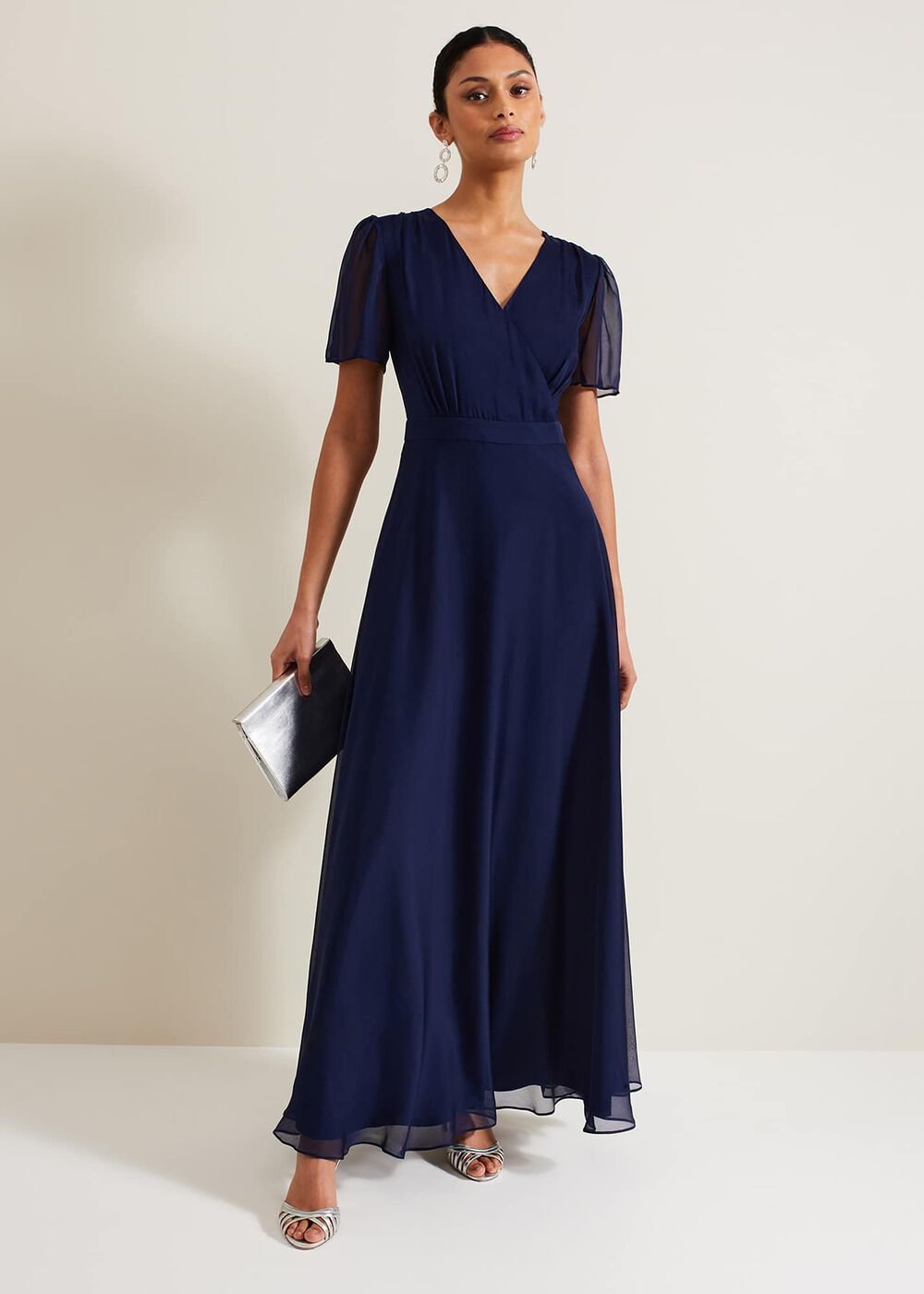 Arwen Silk Maxi Dress - Navy