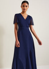 Arwen Silk Maxi Dress - Navy