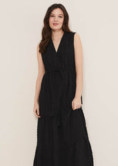 Anika Textured Sleeveless Midi Dress - Black