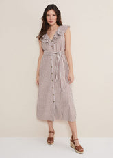Jamilla Striped Midi Dress - Ivory/Natural