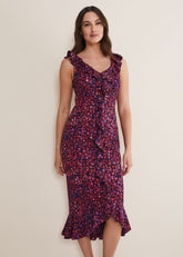 Viola Ditsy Frill Dress - Navy/Multi
