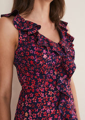 Viola Ditsy Frill Dress - Navy/Multi