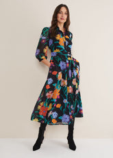 Alta Floral Midaxi Dress - Black/Multi