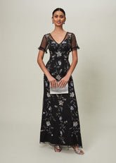 Sierra Sequin Floral Dress - Black