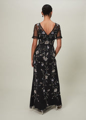 Sierra Sequin Floral Dress - Black