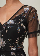 Sierra Sequin Floral Dress - Black