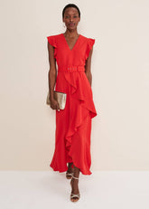 Phoebe Frill Maxi Dress - Fire
