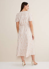 Julissa Gold Foil Wrap Dress - Cameo/Rose Gold
