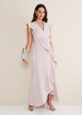 Phoebe Frill Maxi Dress - Powder Pink