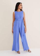 Petite Elaina Blue Wide Leg Jumpsuit - Foxglove Blue