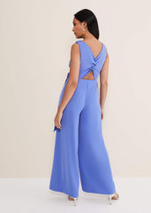 Petite Elaina Blue Wide Leg Jumpsuit - Foxglove Blue