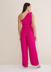 Luisa One Shoulder Jumpsuit - Magenta Pink