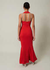 Pamela Ruffled Maxi Dress - Red