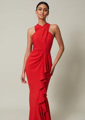 Pamela Ruffled Maxi Dress - Red